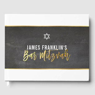 BAR MITZVAH Modernes Grauschalkpappgoldschreiben Gästebuch