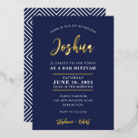 BAR MITZVAH Modernes Kalligraphiegold Folieneinladung<br><div class="desc">von kat massard Anspruchsvolle Einladung mit "glänzender Goldfolie" für die MITZVAH Feier Ihres Kindes. Einfach die Vorlage selbst aktualisieren E-Mail-Adresse für passende Elemente und alternative Farbschemas - kat@simplysweetpaperie.com</div>