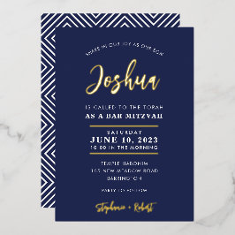 BAR MITZVAH Modernes Kalligraphiegold Folieneinladung
