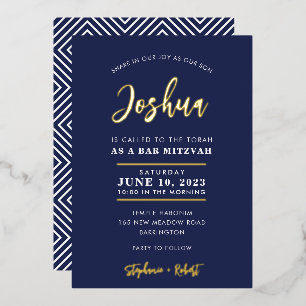 BAR MITZVAH Modernes Kalligraphiegold Folieneinladung