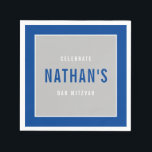 BAR MITZVAH Modernes, kaltblauer Block Serviette<br><div class="desc">von kat massage >>> WWW.SIMPLYSWEETPAPERIE.COM <<<</div>