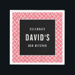 BAR MITZVAH Modernes Metallgitter rot Serviette<br><div class="desc">von kat massage >>> WWW.SIMPLYSWEETPAPERIE.COM <<<</div>