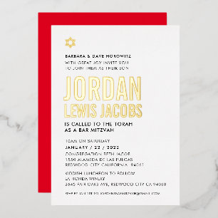 BAR MITZVAH Modernes Minimal-Bodl-Gold Folieneinladung