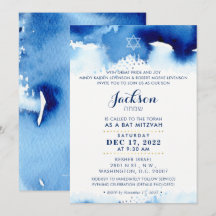 BAR MITZVAH Modernes, stilvolles, blaues Aquarew