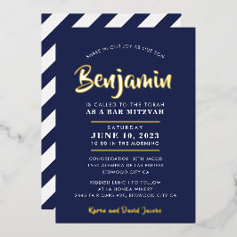 BAR MITZVAH Modernes, stilvolles Kalligrafiegrottg Folieneinladung