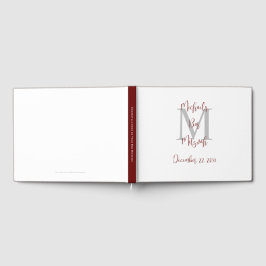 Bar Mitzvah Monogram White Burgundy Gray Sign-In Gästebuch