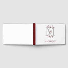 Bar Mitzvah Monogram White Burgundy Gray Sign-In Gästebuch