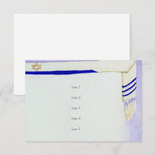Bar Mitzvah Motifs in Watercolor Empfang Karte