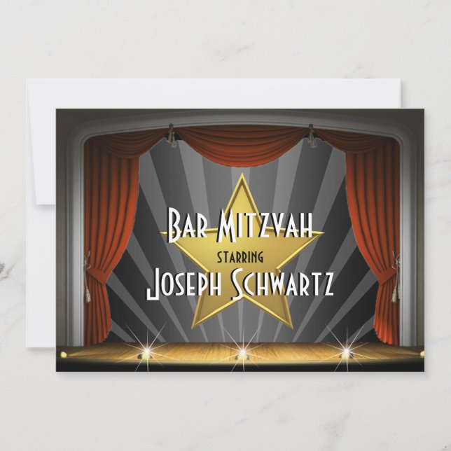 Bar Mitzvah Movie Star Einladung (Vorderseite)