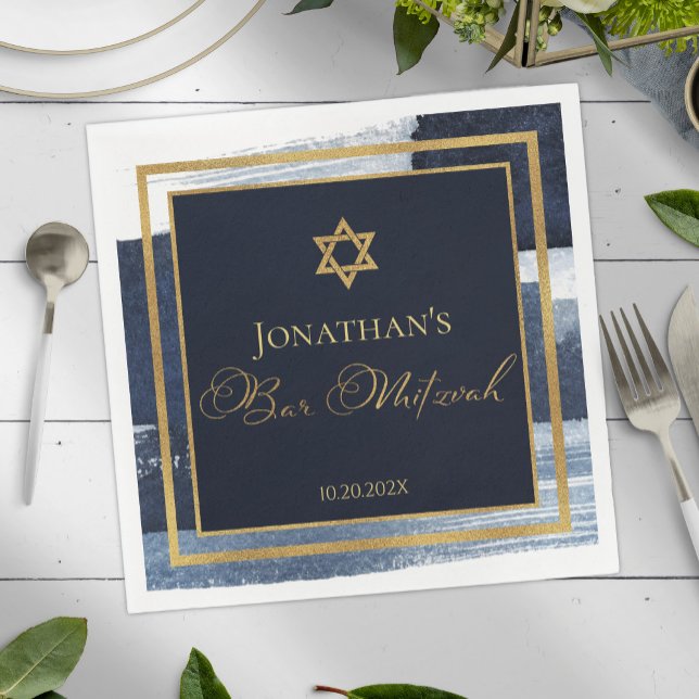 Bar Mitzvah Napkins | Abstraktes Blau Serviette (Von Creator hochgeladen)
