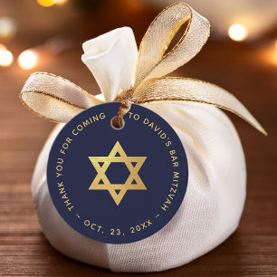 Bar Mitzvah Navy Blau Goldener Davidstern Danke Geschenkanhänger