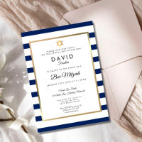 Bar Mitzvah Navy Blauer Streifen Gold