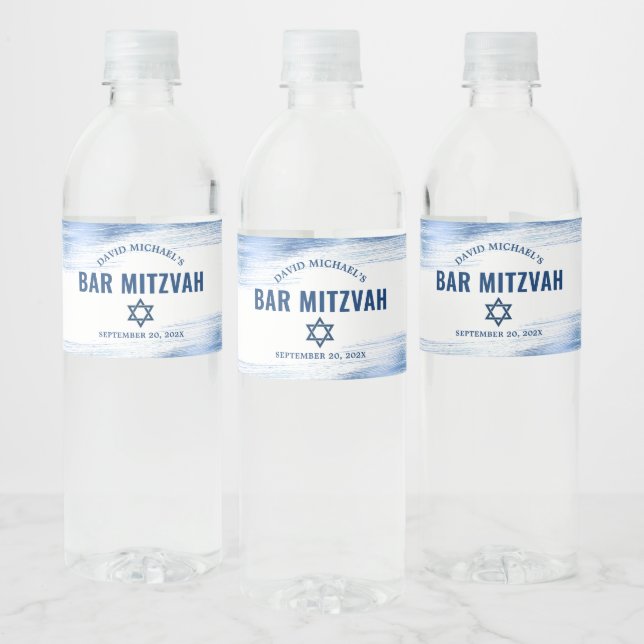 Bar Mitzvah Navy Typografie Bold Blue Foil Modern (Flaschen)