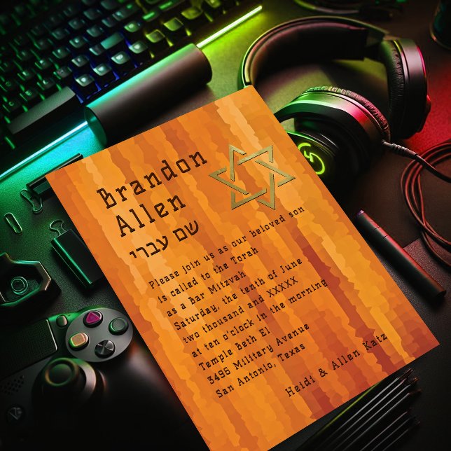Bar Mitzvah Orange Streaks Einladung (Von Creator hochgeladen)