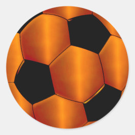 Bar Mitzvah Orange und Black Soccer Ball Runder Aufkleber