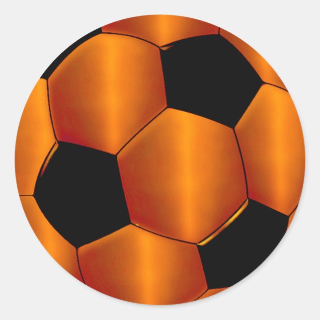 Bar Mitzvah Orange und Black Soccer Ball Runder Aufkleber (Vorderseite)