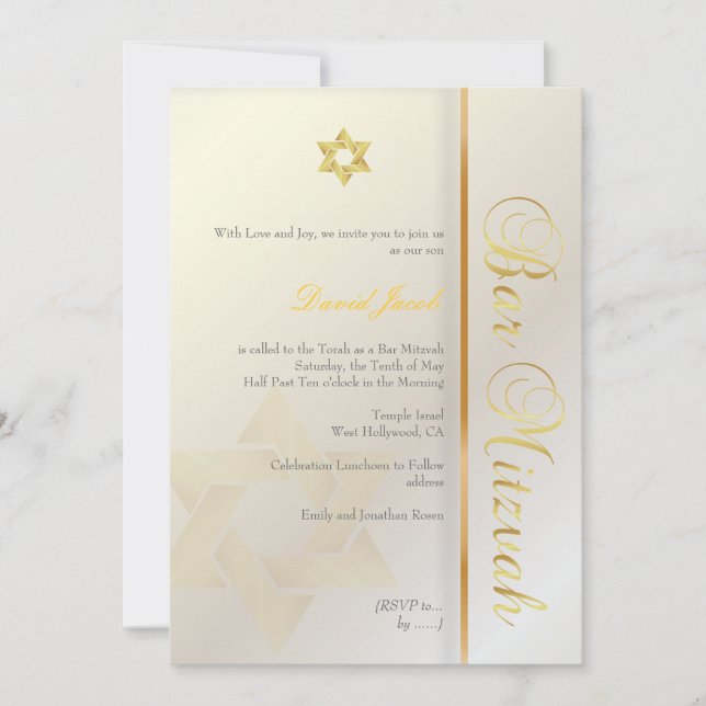 Bar Mitzvah/Perl/Gold Einladung (Vorderseite)