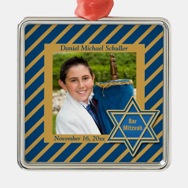 Bar Mitzvah Photo Keepsaké Ornement en métal (Devant)