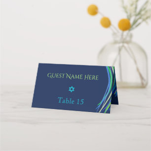 Bar Mitzvah Prière bleue et verte Shawl Invitation