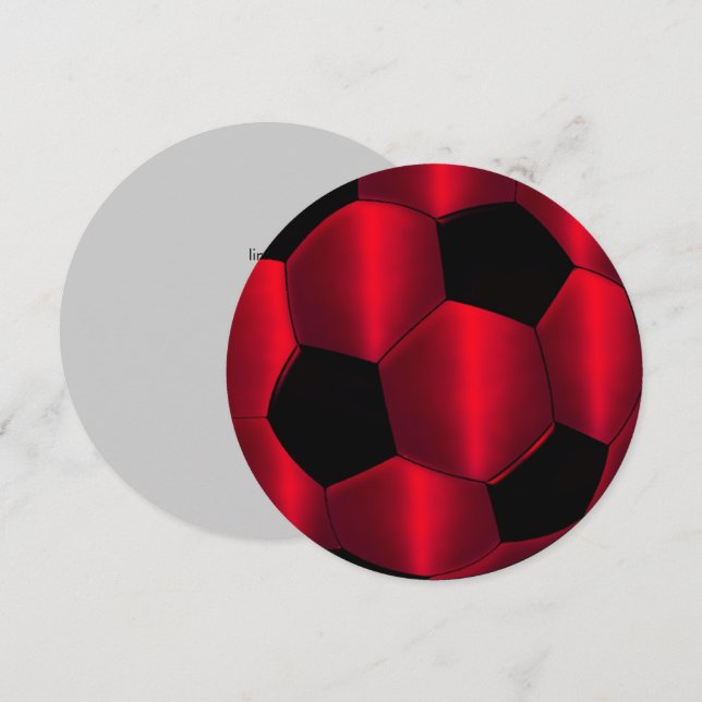 Bar Mitzvah Red and Black Soccer Ball Einladung (Vorne/Hinten)