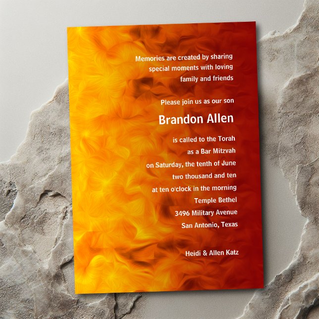 Bar Mitzvah Red und Orange Einladung (Von Creator hochgeladen)