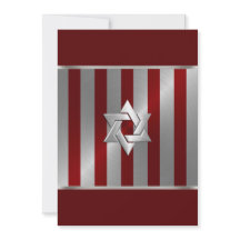 Bar Mitzvah Red und Silver Stripe Star von David