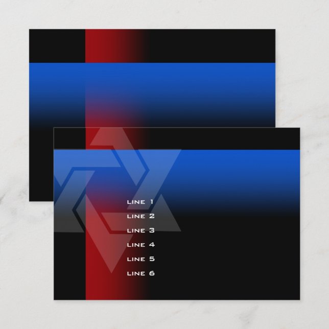 Bar Mitzvah Rot und Blau für jede Farbe Karte (Vorne/Hinten)