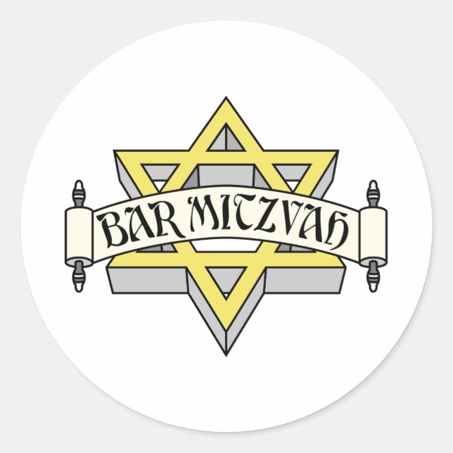 Bar Mitzvah Runder Aufkleber (Vorderseite)
