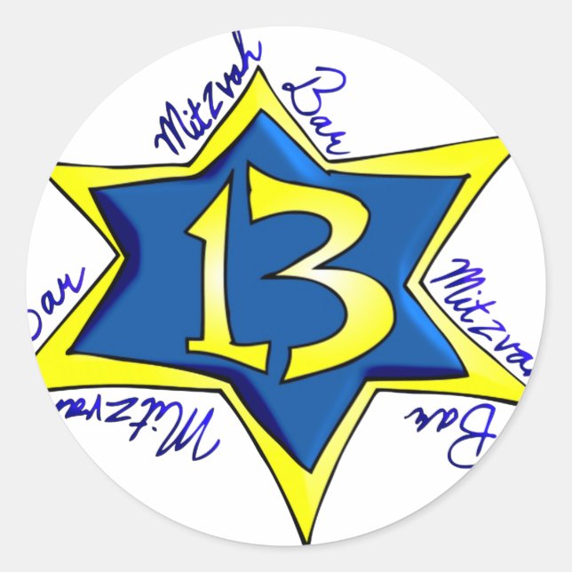 Bar MItzvah Runder Aufkleber (Vorderseite)