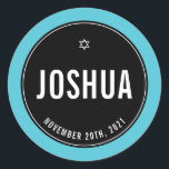 BAR MITZVAH schlichtes, modernes schlichtes Türkis Runder Aufkleber<br><div class="desc">von kat massage >>> https://linktr.ee/simplysweetpaperie <<<</div>