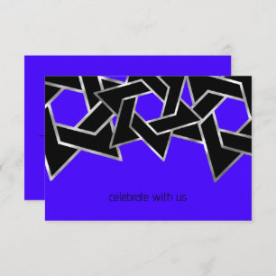 Bar Mitzvah Silver Black Star von David Einladung