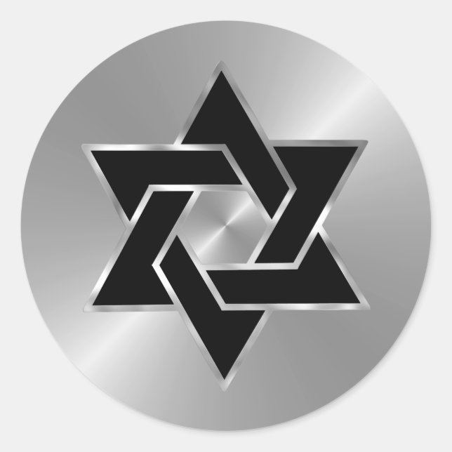 Bar Mitzvah Silver Black Star von David Runder Aufkleber (Vorderseite)