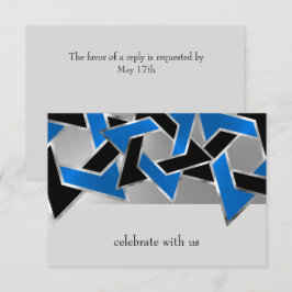Bar Mitzvah Silver Blue Black Star von David RSVP Karte