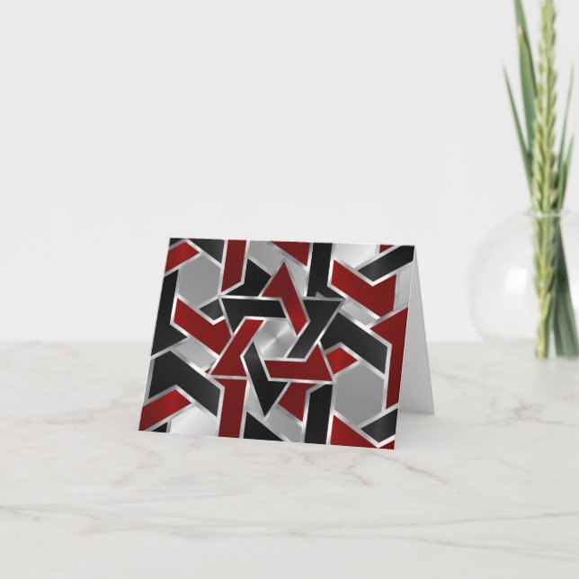 Bar Mitzvah Silver Red Black Star von David Karte (Vorderseite)