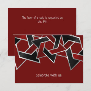 Bar Mitzvah Silver Red Black Star von David RSVP Karte