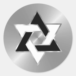 Bar Mitzvah Silver Schwarz-weißer Star von David Runder Aufkleber