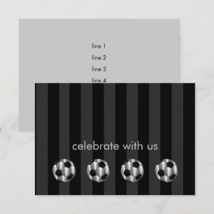 Bar Mitzvah Silver Soccer Balls Einladung