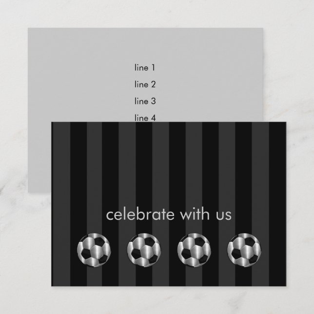 Bar Mitzvah Silver Soccer Balls Einladung (Vorne/Hinten)
