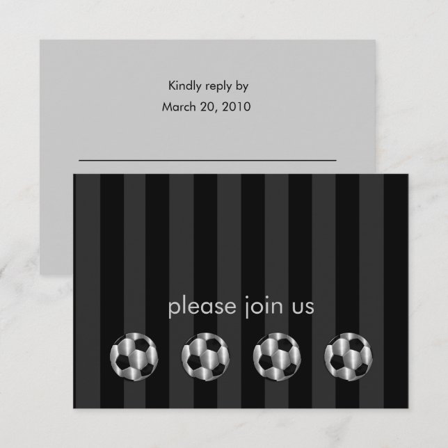 Bar Mitzvah Silver Soccer Balls RSVP Karte (Vorne/Hinten)