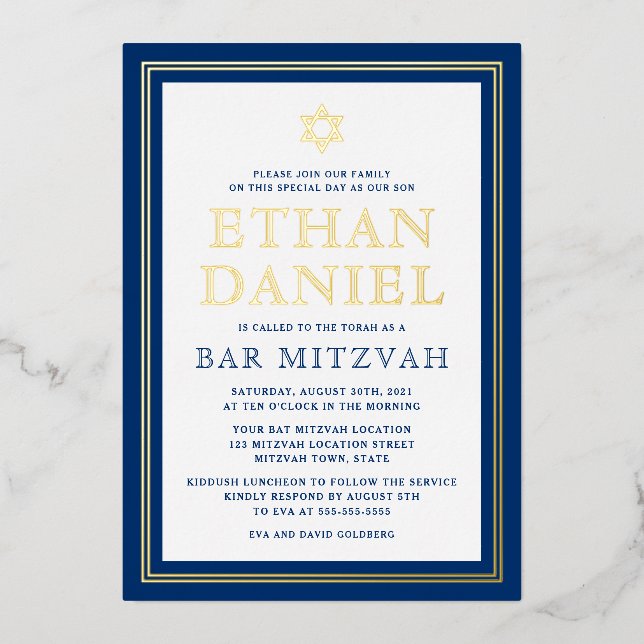 Bar mitzvah Star von David Folieneinladung (Vorderseite)