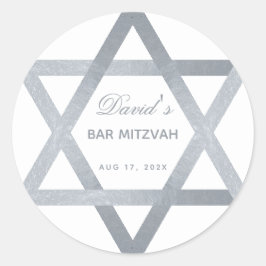 Bar Mitzvah Star von David Imitats Silver Gray Scr Runder Aufkleber