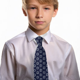 Bar Mitzvah Star von David Imitats Silver Navy Blu Krawatte