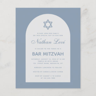 Bar Mitzvah Staubblauer Bogen Stern Budget Einladu