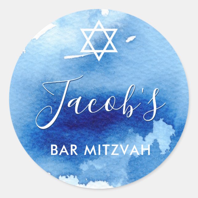 BAR MITZVAH-Stern Runder Aufkleber (Vorderseite)