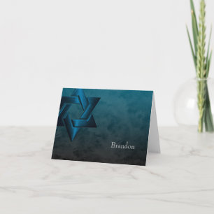 Bar Mitzvah Stylish Aquamarin Blue Star von David Dankeskarte