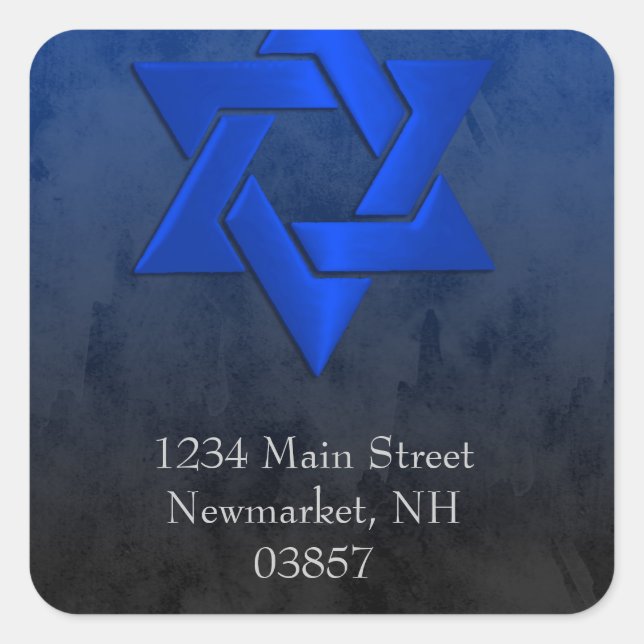 Bar Mitzvah Stylish Blue Star von David Ombre Quadratischer Aufkleber (Vorderseite)