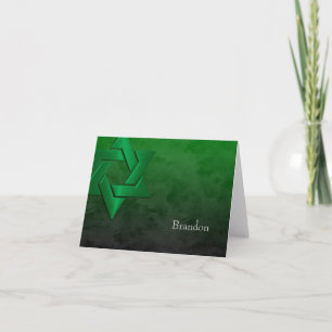 Bar Mitzvah Stylish Green Star von David Ombre Dankeskarte