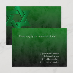 Bar Mitzvah Stylish Green Star von David Ombre RSVP Karte