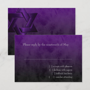 Bar Mitzvah Stylish Lila Star von David Ombre RSVP Karte