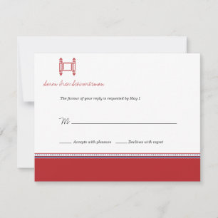 Bar Mitzvah Torah Crimson Reply Card Einladung